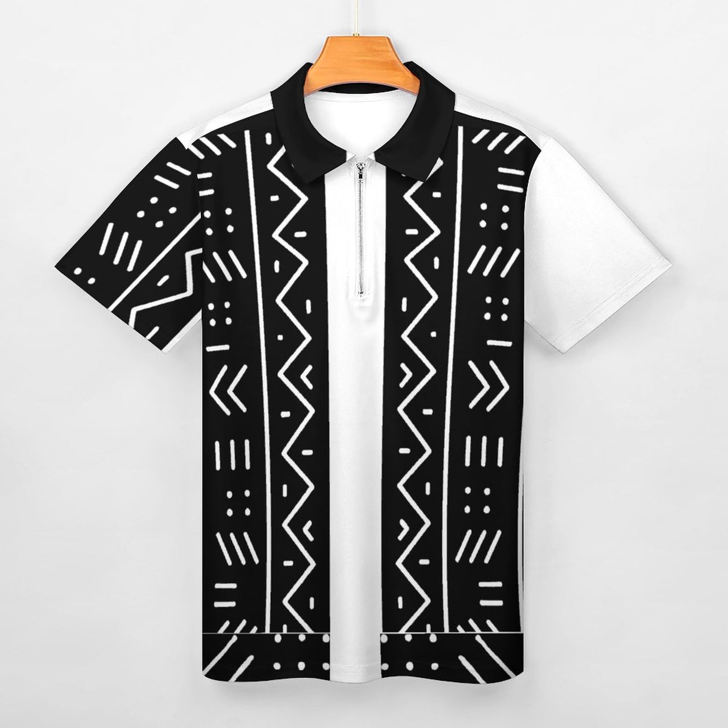 DTG 190gsm Cotton Zip Short Sleeve POLO Shirt for Men(All-Over Printing)