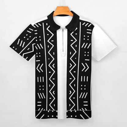 DTG 190gsm Cotton Zip Short Sleeve POLO Shirt for Men(All-Over Printing)