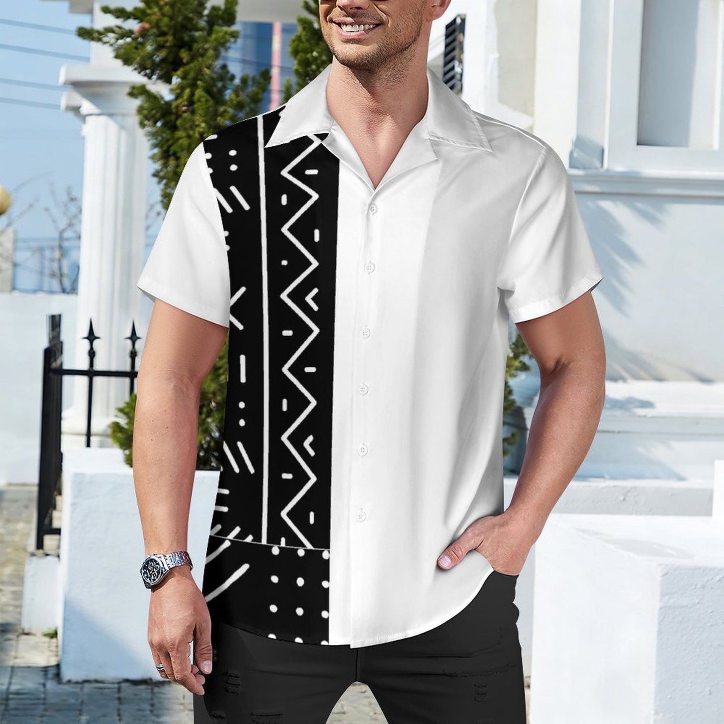 DTG 110gsm Cotton Cuban Collar Shirt For Men(All-Over Printing)
