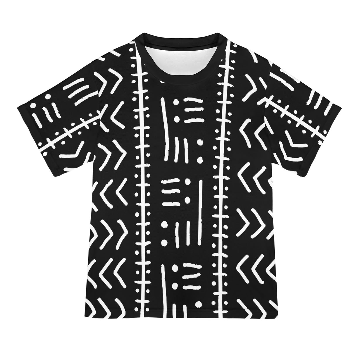 Women's Mudcloth Print, Black & White Relaxed Fit T-Shirt