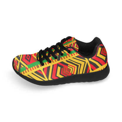 Tribal Geometric Print Sneakers — Red, Gold & Green