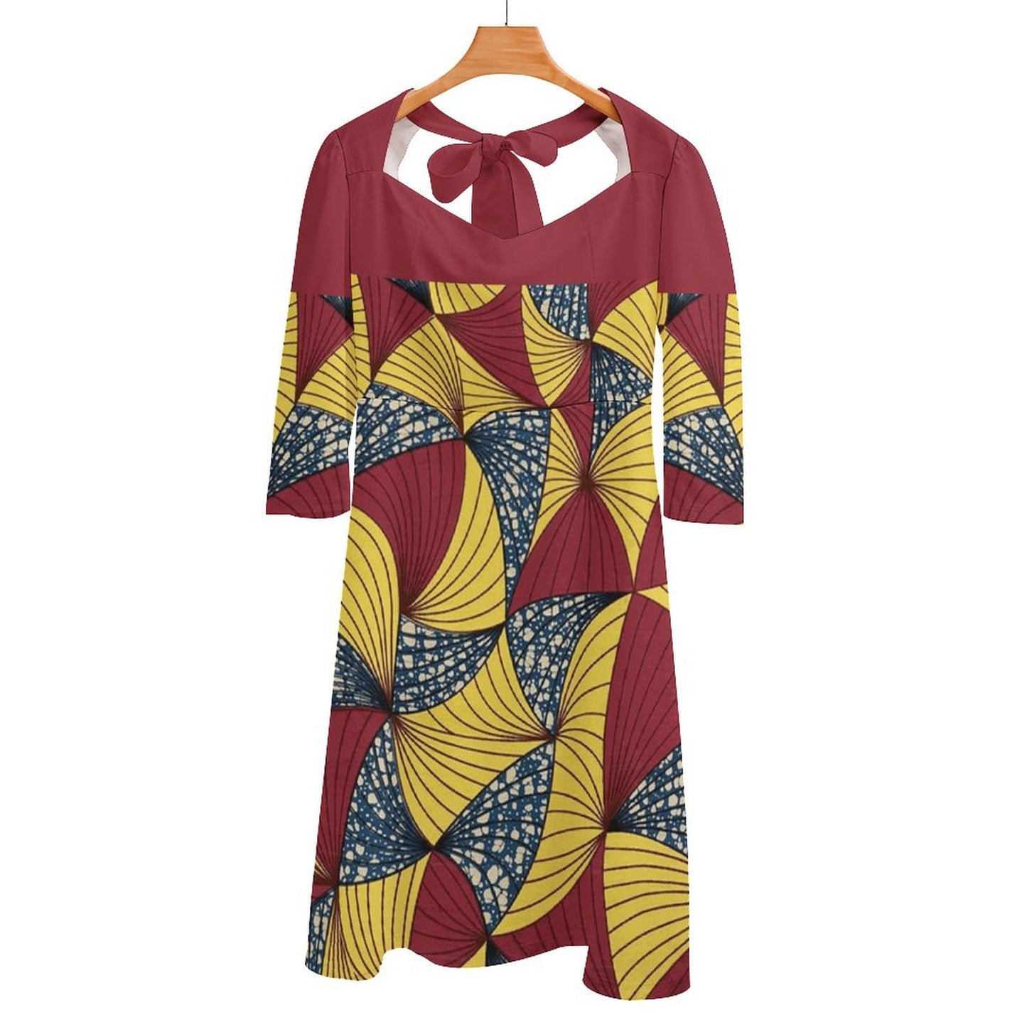 Summer Sweet Ankara Bowknot Dress – Elegant Afrocentric Style for Every Occasion