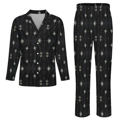 Bogolan Men's Long-Sleeve Pajama Set – African Mud Cloth Luxury Loungewear-180gsm