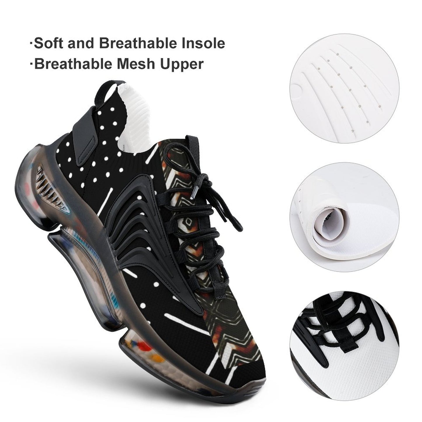 Men's Mudcloth-Inspired Breathable Mesh Performance Sneakers