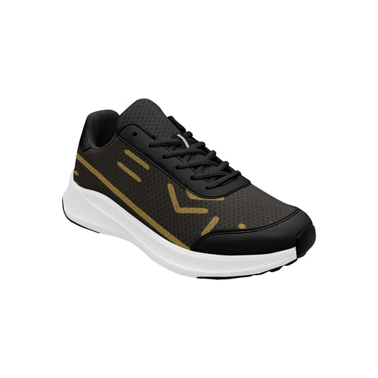 Men’s Mudguard Running Shoes — Black & Gold Print