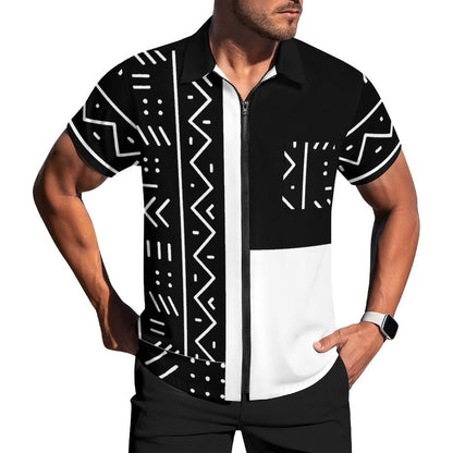Zip Up Short Sleeve Shirt(All-Over Printing)