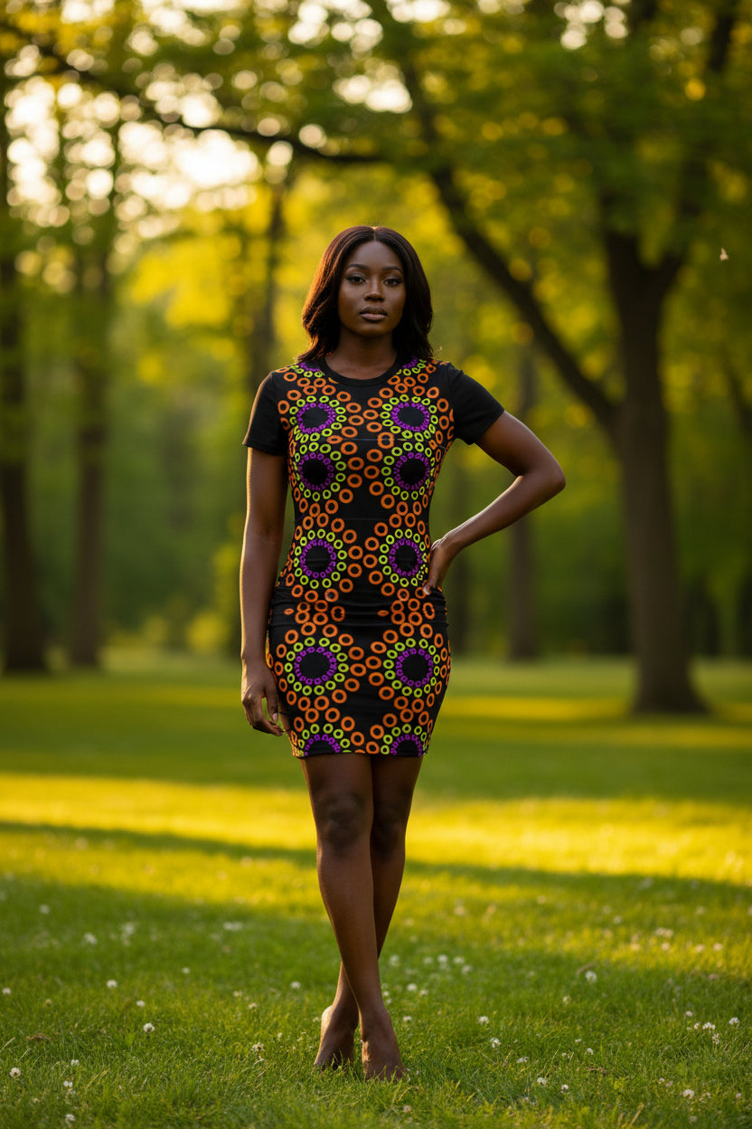 Ankara Poplin Bodycon Mini Dress – Sculpted Afrocentric Elegance