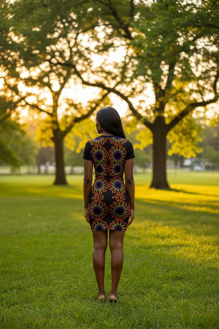Ankara Poplin Bodycon Mini Dress – Sculpted Afrocentric Elegance