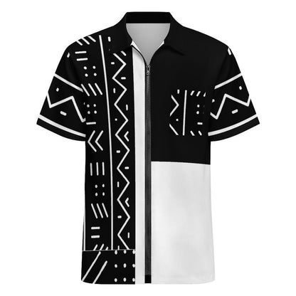 Zip Up Short Sleeve Shirt(All-Over Printing)