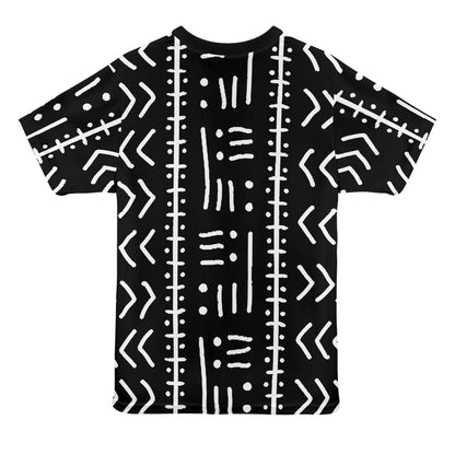Women's Mudcloth Print, Black & White Relaxed Fit T-Shirt