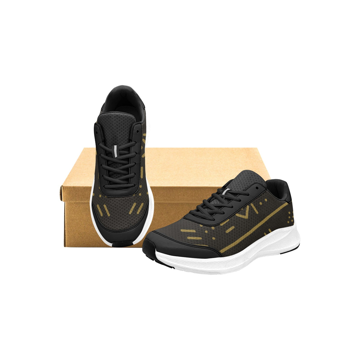 Women's Mudguard Running Shoes — Black & Gold Print