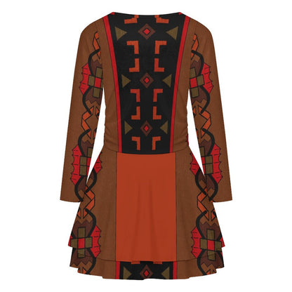 200gsm Women’s Square Neckline Ruffle Dress(All-Over Printing)