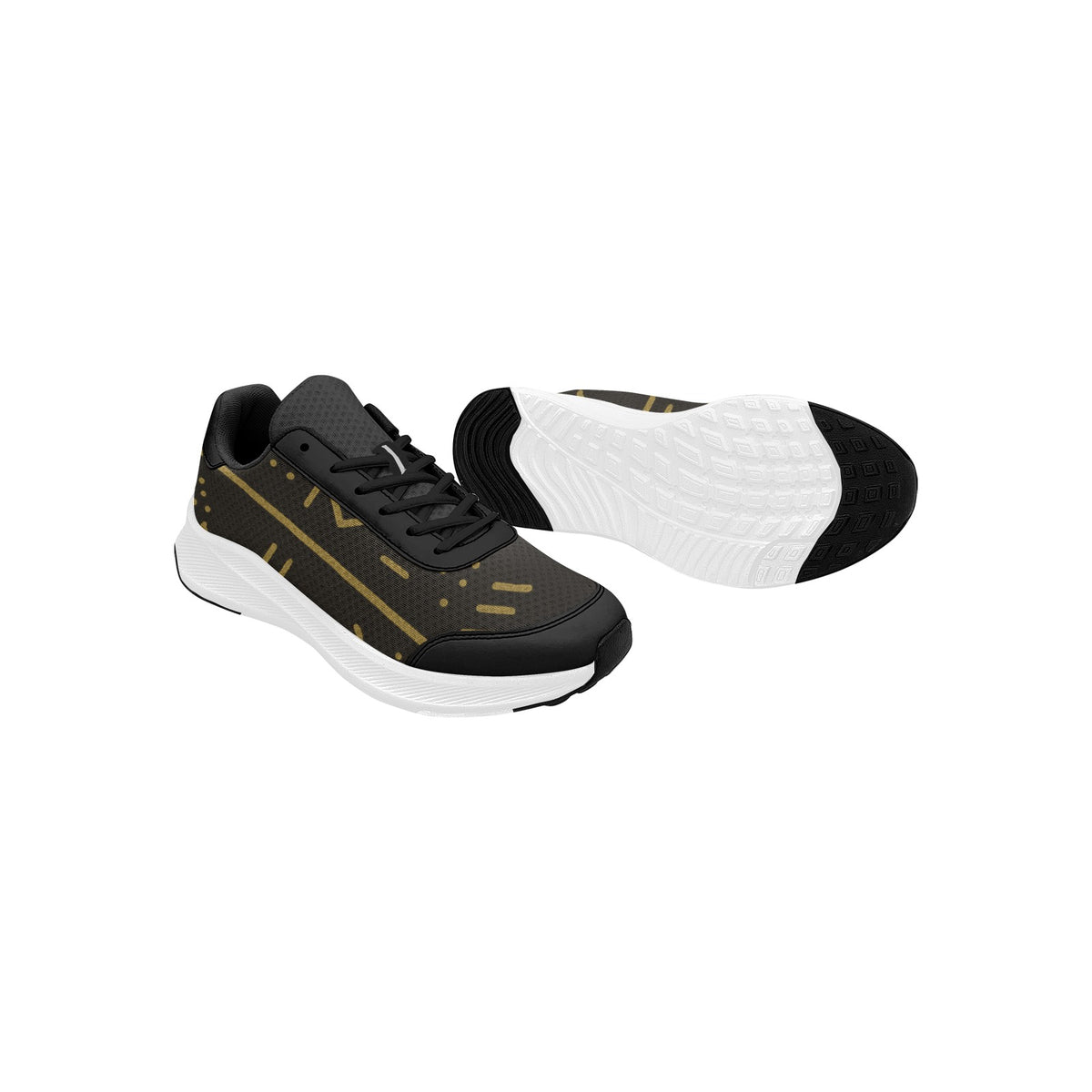Women's Mudguard Running Shoes — Black & Gold Print