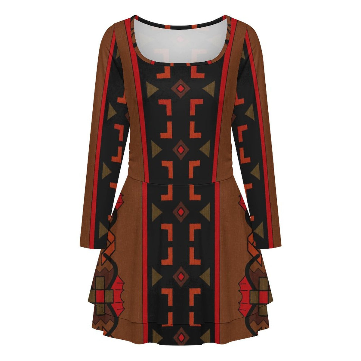 200gsm Women’s Square Neckline Ruffle Dress(All-Over Printing)