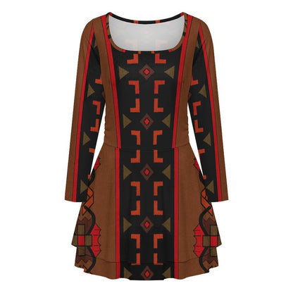 200gsm Women’s Square Neckline Ruffle Dress(All-Over Printing)