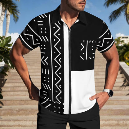 Zip Up Short Sleeve Shirt(All-Over Printing)