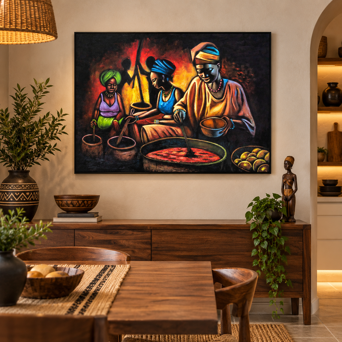 Bukateria Kitchen — African Cooking Scene Wall Art Canvas
