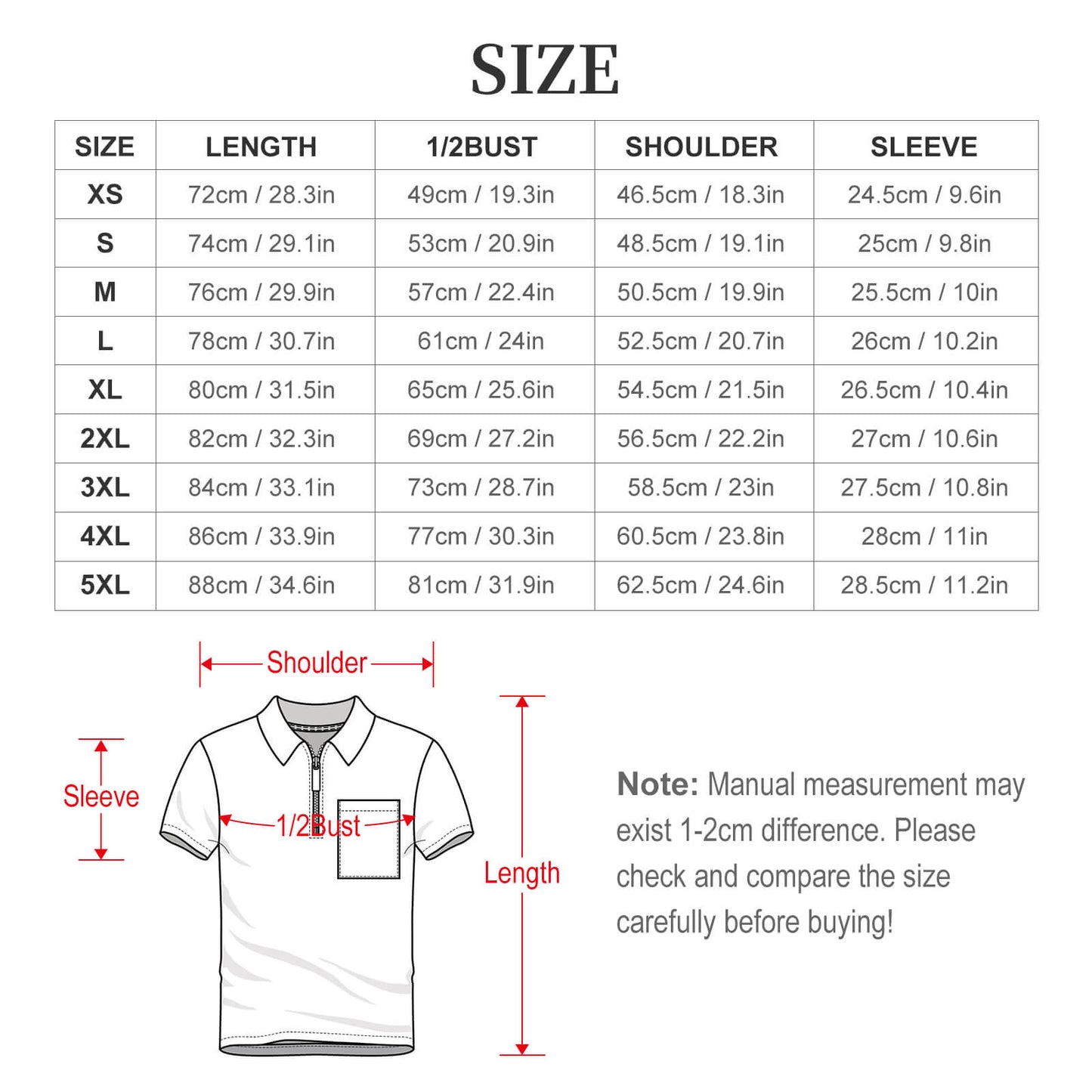 140gsm Half Zip Shirt with One Pocket(All-Over Printing)