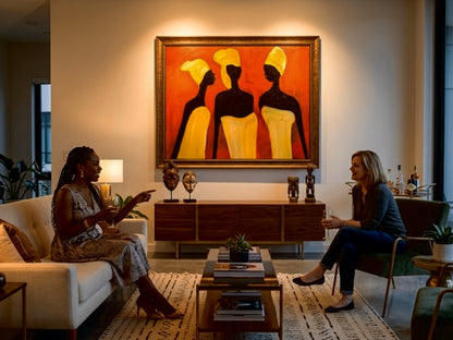 Three Women in Gold — African Silhouette Wall Art Framed Canvas