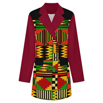 210gsm Women's Double Breasted Blazer Dress(All-Over Printing)