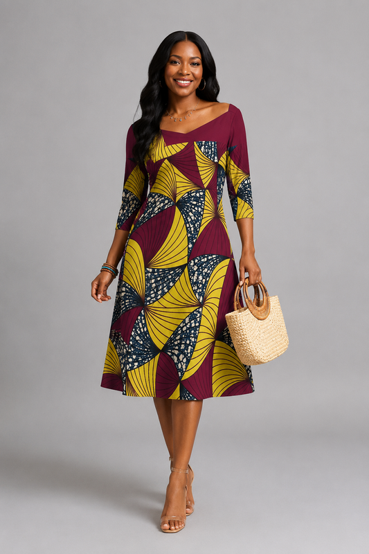 Summer Sweet Ankara Bowknot Dress – Elegant Afrocentric Style for Every Occasion