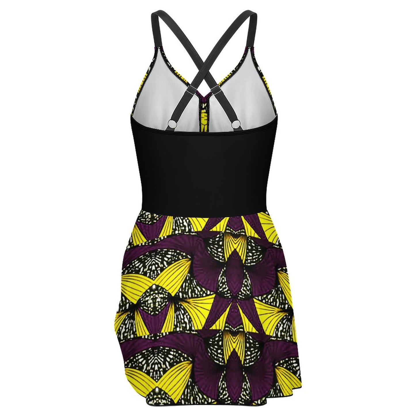 Ankara Strap One-Piece Skirted Swimsuit