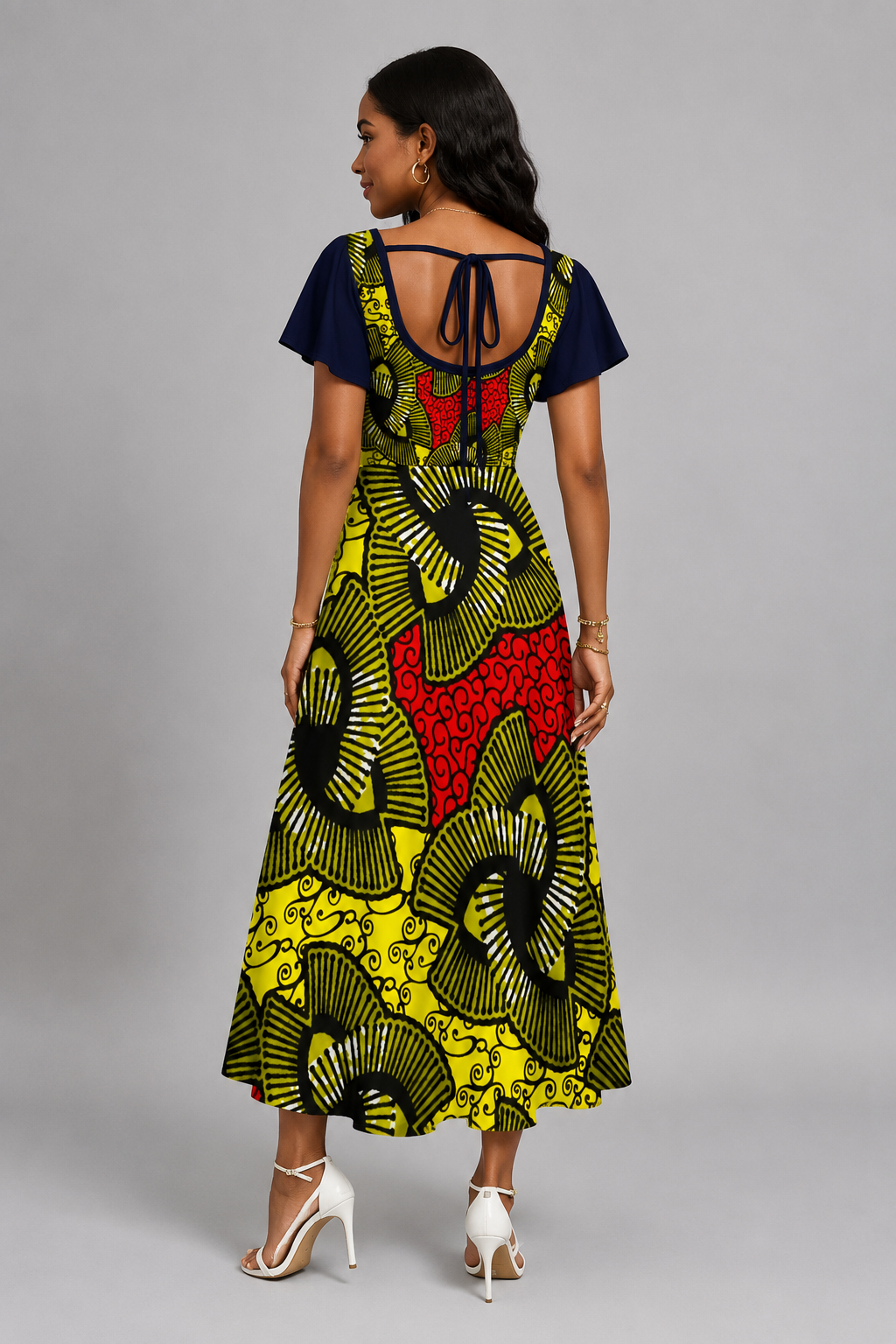 Ankara Flared Slit Dress – Elegant African Print Maxi Dress for Effortless Style