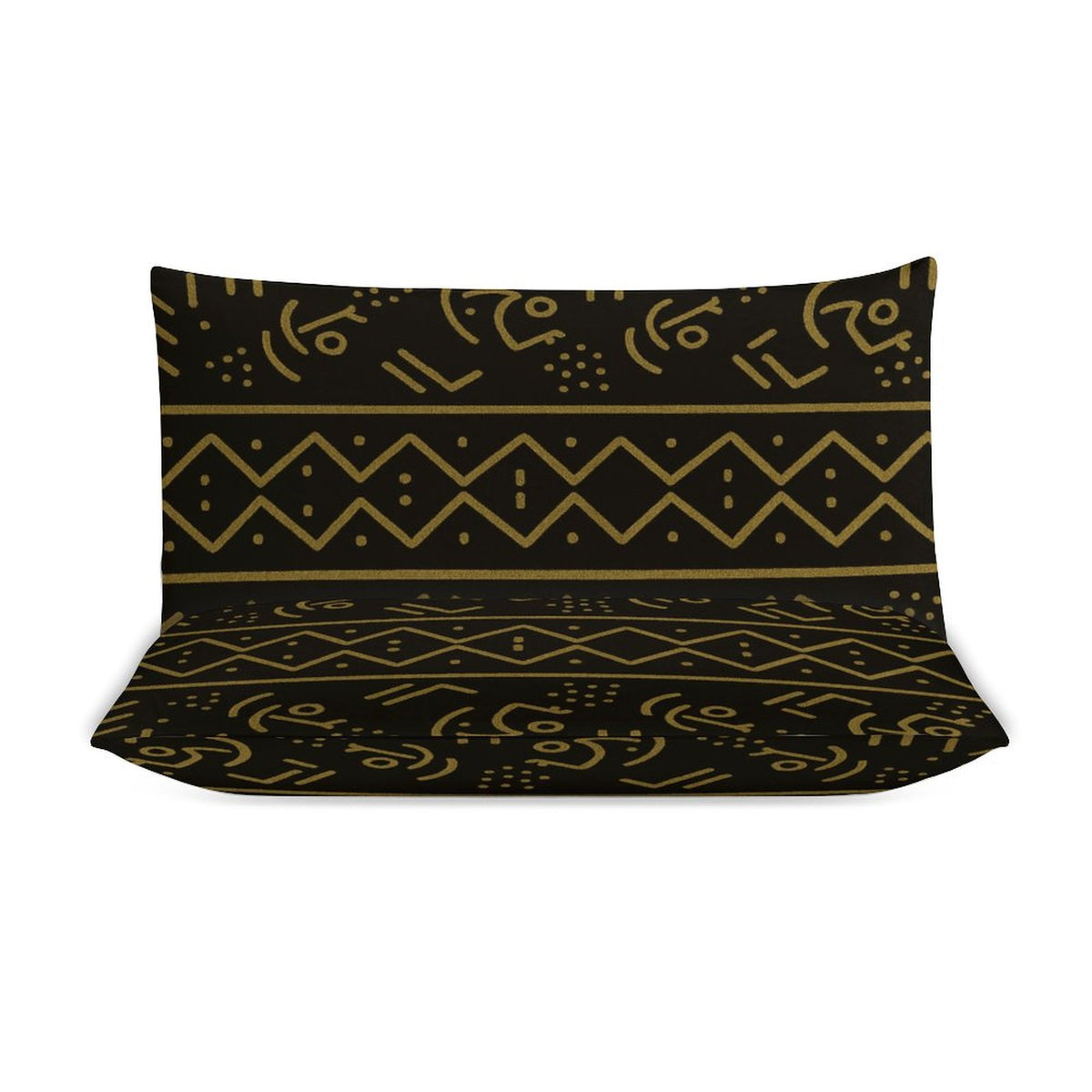 3-Piece Bedding Set — Bogolan Gold Symbol Print — Dual-Sided Printing — 105gsm Brushed Fabric