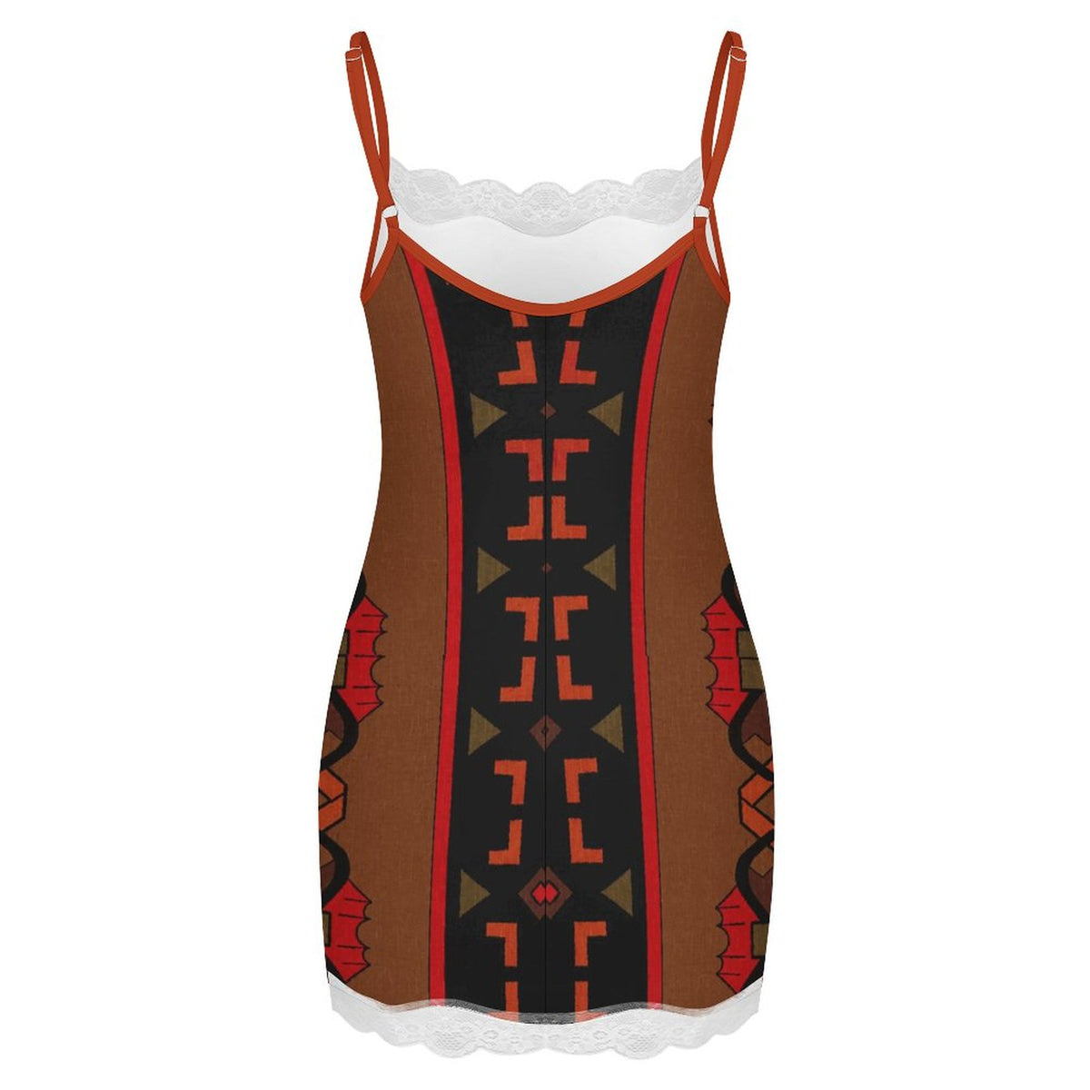 130gsm Sexy Lace Trim Spaghetti Strap Dress(All-Over Printing)