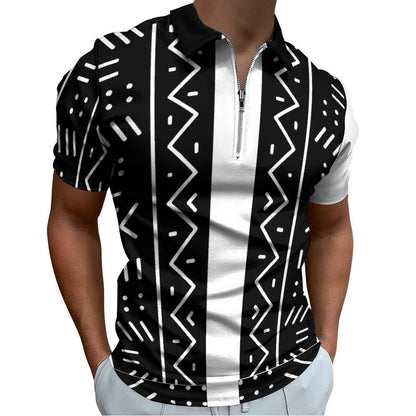 DTG 190gsm Cotton Zip Short Sleeve POLO Shirt for Men(All-Over Printing)