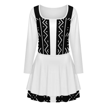 200gsm Women’s Square Neckline Ruffle Dress(All-Over Printing)
