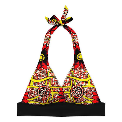 Lace-up Split Ankara Skirt Swimsuit Set