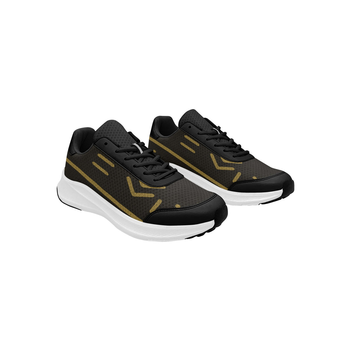 Men’s Mudguard Running Shoes — Black & Gold Print