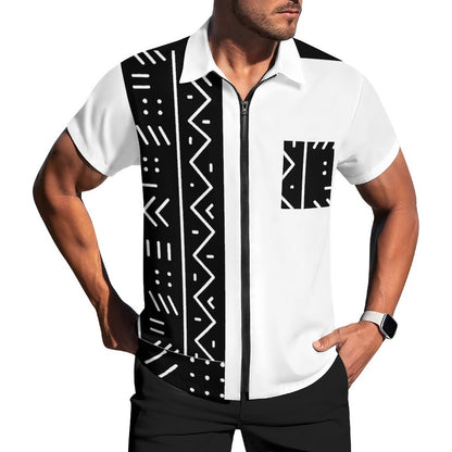 Zip Up Short Sleeve Shirt(All-Over Printing)