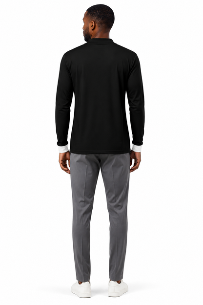 Men's Notch V-Neck Long Sleeve T-Shirt — Geometric Print
