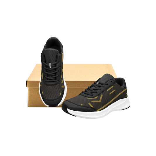 Men’s Mudguard Running Shoes — Black & Gold Print