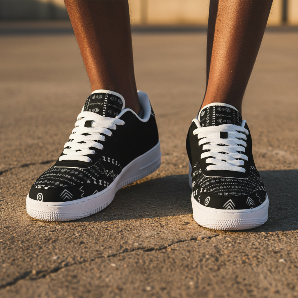 Mudcloth Sneakers – Front Close Crop On Foot