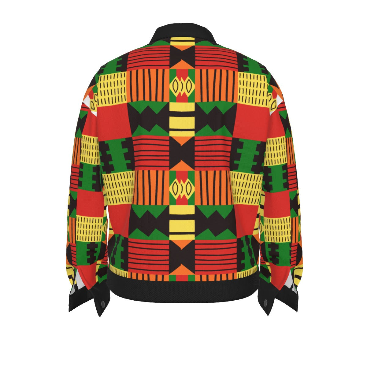 Colorful Kente-Inspired Heritage Cotton Jacket for Men – African Print Button-Up Lapel Jacket